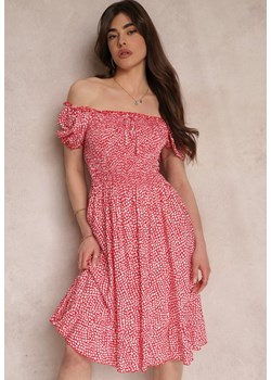 Czerwona Sukienka Midi o Fasonie Bawełnianej Hiszpanki Nairo ze sklepu Renee odzież w kategorii Sukienki - zdjęcie 157113411