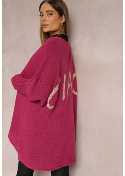 Fuksjowy Kardigan z Wełną Oversize Metiolea ze sklepu Renee odzież w kategorii Swetry damskie - zdjęcie 157115041