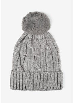Ciemnoszara Czapka z Pomponem Disa ze sklepu Renee odzież w kategorii Czapki zimowe damskie - zdjęcie 157115060