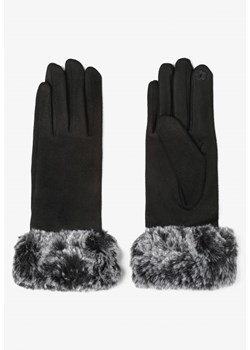 Czarne Rękawiczki Pięciopalczaste z Futerkiem do Ekranów Dotykowych Samie ze sklepu Renee odzież w kategorii Rękawiczki damskie - zdjęcie 157115160