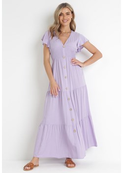 Fioletowa Sukienka z Wiskozy Heeny ze sklepu Born2be Odzież w kategorii Sukienki - zdjęcie 157120540