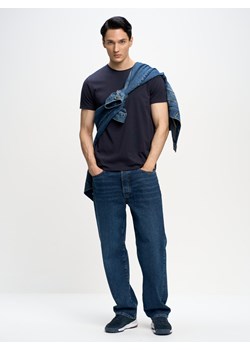 Koszulka męska gładka granatowa Basic 403 ze sklepu Big Star w kategorii T-shirty męskie - zdjęcie 157123253