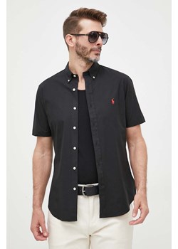 Polo Ralph Lauren koszula męska kolor czarny slim z kołnierzykiem button-down ze sklepu ANSWEAR.com w kategorii Koszule męskie - zdjęcie 157128094