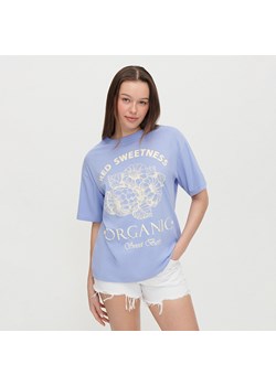 Luźna koszulka z nadrukiem Organic - Niebieski ze sklepu House w kategorii Bluzki damskie - zdjęcie 157139812