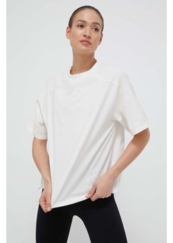 adidas t-shirt damski kolor beżowy ze sklepu ANSWEAR.com w kategorii Bluzki damskie - zdjęcie 157140423