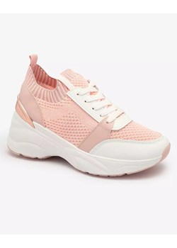 Royalfashion Różowe sportowe buty sneakersy damskie na koturnie Ezetta ze sklepu royalfashion.pl w kategorii Buty sportowe damskie - zdjęcie 157141692