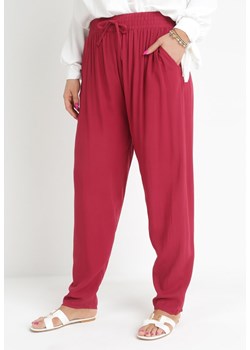 Bordowe Spodnie z Gumką w Pasie i Wsuwanymi Kieszeniami Adantha ze sklepu Born2be Odzież w kategorii Spodnie damskie - zdjęcie 157159791