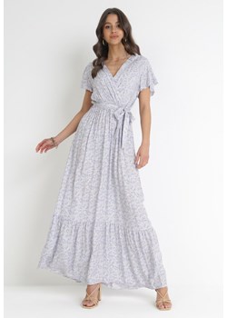 Jasnofioletowa Sukienka Maxi z Wiskozy z Gumką i Wiązaniem w Pasie Ahlani ze sklepu Born2be Odzież w kategorii Sukienki - zdjęcie 157159880