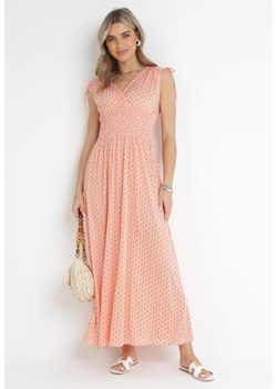 Pomarańczowa Rozkloszowana Sukienka z Wiskozy Kahna ze sklepu Born2be Odzież w kategorii Sukienki - zdjęcie 157160082
