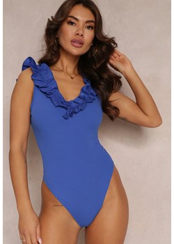 Niebieskie Body z Falbanką Daneus ze sklepu Renee odzież w kategorii Bluzki damskie - zdjęcie 157160260