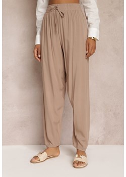 Beżowe Spodnie z Wiskozy z Gumką w Pasie Stetia ze sklepu Renee odzież w kategorii Spodnie damskie - zdjęcie 157160333