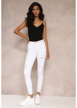 Białe Jeansy Skinny z Paskiem Herodia ze sklepu Renee odzież w kategorii Jeansy damskie - zdjęcie 157160360