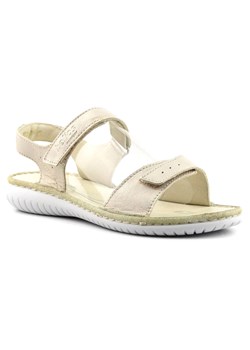 Skórzane sandały damskie na białej podeszwie - HELIOS Komfort 272, złote ze sklepu ulubioneobuwie w kategorii Sandały damskie - zdjęcie 157226543