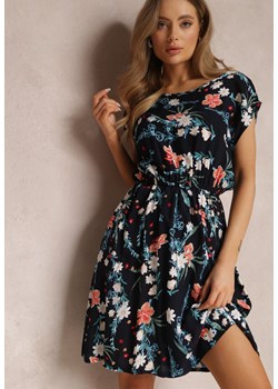 Granatowa Sukienka z Wiskozy Megis ze sklepu Renee odzież w kategorii Sukienki - zdjęcie 157229494