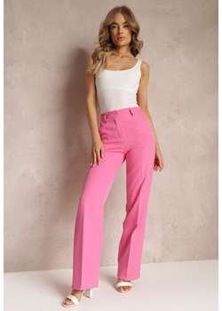 Różowe Spodnie w Kant w Garniturowym Stylu High Waist Jaessa ze sklepu Renee odzież w kategorii Spodnie damskie - zdjęcie 157229661