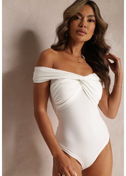 Białe Body z Ozdobnymi Rękawami i Hiszpańskim Dekoltem Joanlo ze sklepu Renee odzież w kategorii Bluzki damskie - zdjęcie 157229734