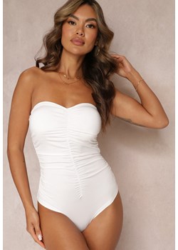 Białe Body bez Rękawów z Ozdobnym Marszczeniem Fanta ze sklepu Renee odzież w kategorii Bluzki damskie - zdjęcie 157229791
