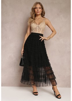 Czarna Tiulowa Spódnica Maxi z Gumką w Pasie Oliviah ze sklepu Renee odzież w kategorii Spódnice - zdjęcie 157233703