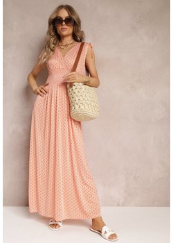 Pomarańczowa Rozkloszowana Sukienka Maxi z Gumką w Pasie Jayma ze sklepu Renee odzież w kategorii Sukienki - zdjęcie 157234033