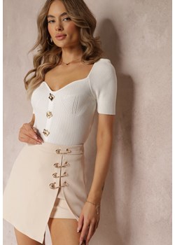 Beżowe Szorty Spódnicospodnie z Agrafkami Fintta ze sklepu Renee odzież w kategorii Szorty - zdjęcie 157234413