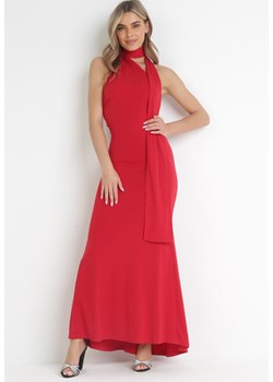 Czerwona Dopasowana Sukienka Maxi z Ozdobnym Wiązaniem Emelinta ze sklepu Born2be Odzież w kategorii Sukienki - zdjęcie 157251500
