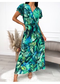 Zielona Sukienka Maxi w Roślinny Wzór ze sklepu ModnaKiecka.pl w kategorii Sukienki - zdjęcie 157256520
