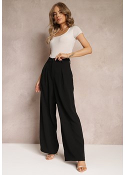 Czarne Spodnie z Wysokim Stanem i Szerokimi Nogawkami Ellika ze sklepu Renee odzież w kategorii Spodnie damskie - zdjęcie 157267500