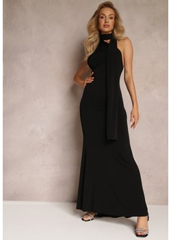 Czarna Asymetryczna Sukienka Maxi z Rozszerzanym Dołem na Jedno Ramię Halfrid ze sklepu Renee odzież w kategorii Sukienki - zdjęcie 157270193
