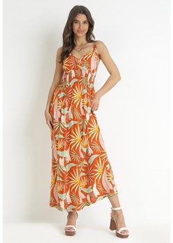 Pomarańczowa Rozkloszowana Sukienka Maxi na Ramiączkach Ariellan ze sklepu Born2be Odzież w kategorii Sukienki - zdjęcie 157270673