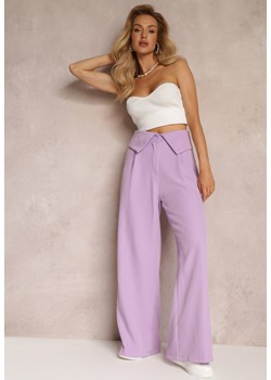 Fioletowe Szerokie Spodnie z Wysokim Stanem i Kieszeniami Callista ze sklepu Renee odzież w kategorii Spodnie damskie - zdjęcie 157284651