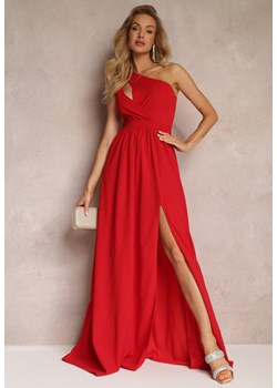 Czerwona Asymetryczna Sukienka Na Jedno Ramię z Rozcięciem na Dole Xionia ze sklepu Renee odzież w kategorii Sukienki - zdjęcie 157284741