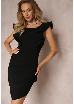 Czarna Dopasowana Sukienka Asymetryczna Siboa ze sklepu Renee odzież w kategorii Sukienki - zdjęcie 157284791