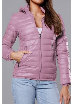 Pikowana kurtka damska z kapturem różowy (B0124-51) ze sklepu goodlookin.pl w kategorii Kurtki damskie - zdjęcie 157286684