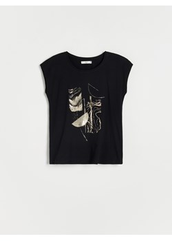 Reserved - T-shirt z nadrukiem - czarny ze sklepu Reserved w kategorii Bluzki damskie - zdjęcie 157287080