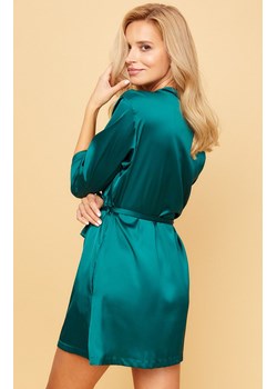 Zielony satynowy szlafrok z rękawami 3/4, Kolor zielony, Rozmiar S, Mona ze sklepu Intymna w kategorii Szlafroki damskie - zdjęcie 157289654