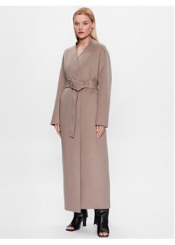 Calvin Klein Płaszcz wełniany K20K205905 Szary Regular Fit ze sklepu MODIVO w kategorii Płaszcze damskie - zdjęcie 157291393
