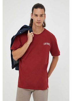 Les Deux t-shirt bawełniany kolor bordowy z nadrukiem ze sklepu ANSWEAR.com w kategorii T-shirty męskie - zdjęcie 157294302