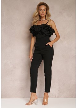 Czarne Materiałowe Spodnie Regular Pivolia ze sklepu Renee odzież w kategorii Spodnie damskie - zdjęcie 157294583
