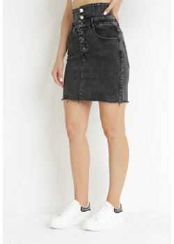Czarna Jeansowa Spódnica z Wysokim Stanem Naomy ze sklepu Born2be Odzież w kategorii Spódnice - zdjęcie 157297940