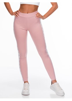 Spodnie damskie legginsy 224PLR - różowe ze sklepu Edoti w kategorii Spodnie damskie - zdjęcie 157300364