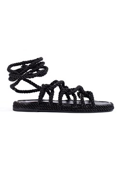 Damskie plecione wiązane sandały Shelovet czarne ze sklepu ButyModne.pl w kategorii Sandały damskie - zdjęcie 157307290