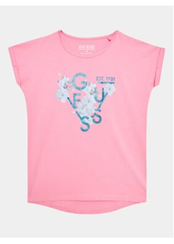 Guess T-Shirt J3GI21 K6YW1 Różowy Regular Fit ze sklepu MODIVO w kategorii Bluzki dziewczęce - zdjęcie 157309033