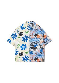 Cropp - Wzorzysta koszula z krótkim rękawem - niebieski ze sklepu Cropp w kategorii Koszule męskie - zdjęcie 157314760