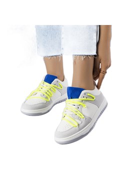 BM Szare sneakersy z neonowymi sznurówkami Aucoin białe ze sklepu ButyModne.pl w kategorii Buty sportowe damskie - zdjęcie 157318261