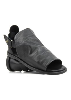 Skórzane sandały damskie z cholewką - VENEZIA 35422300, czarne ze sklepu ulubioneobuwie w kategorii Sandały damskie - zdjęcie 157444312