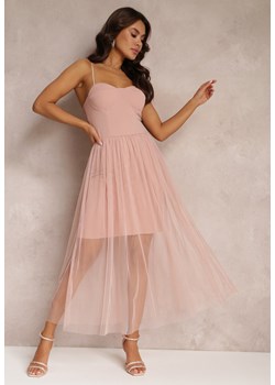 Różowa Sukienka na Ramiączkach z Tiulowym Dołem Liuli ze sklepu Renee odzież w kategorii Sukienki - zdjęcie 157454071