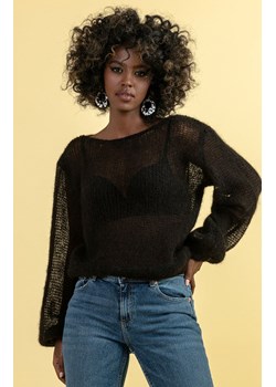 Lekki sweter z wełny alpaki w kolorze czarnym F1663, Kolor czarny, Rozmiar 2XS/XS, Fobya ze sklepu Primodo w kategorii Swetry damskie - zdjęcie 157457732