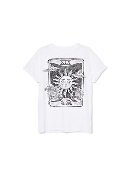 Cropp - Biały t-shirt oversize z nadrukiem - Biały ze sklepu Cropp w kategorii Bluzki damskie - zdjęcie 157474930