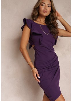 Ciemnofioletowa Dopasowana Sukienka Asymetryczna Siboa ze sklepu Renee odzież w kategorii Sukienki - zdjęcie 157475422