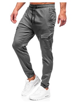 Grafitowe spodnie materiałowe joggery bojówki męskie Denley 384A ze sklepu Denley w kategorii Spodnie męskie - zdjęcie 157478192